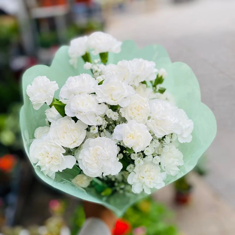 ramo de clavelinas blancos a domicilio, envia clavelinas blancos naturales online