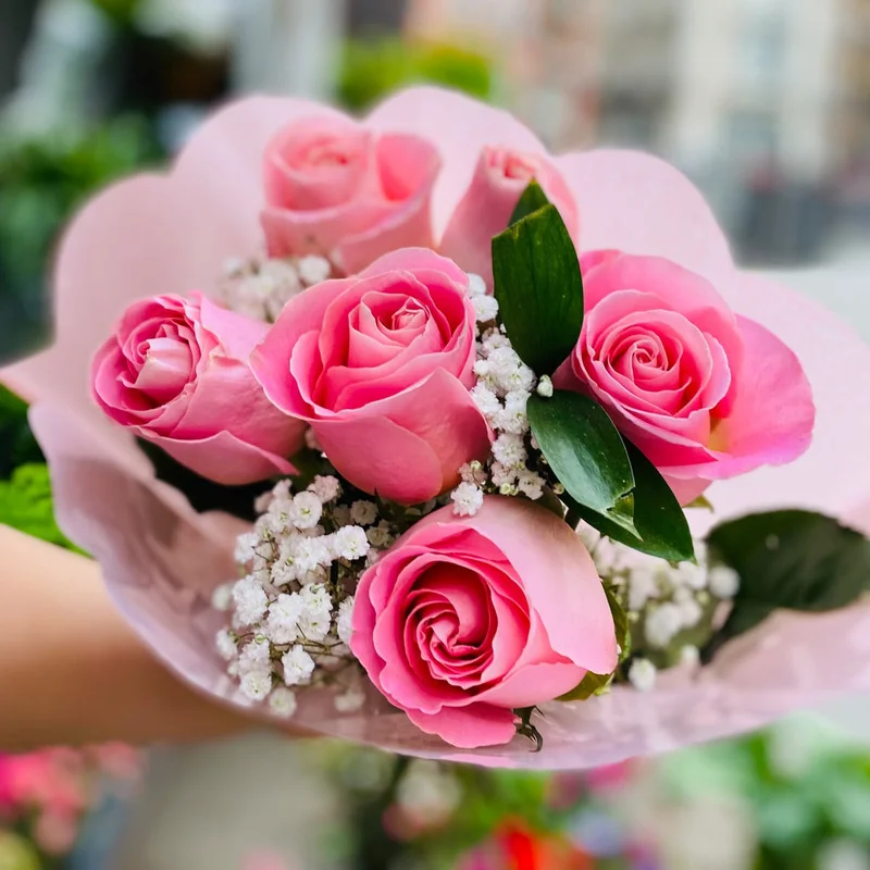 regala y envía ramo de 6 rosas rosados a domicilio en toda españa